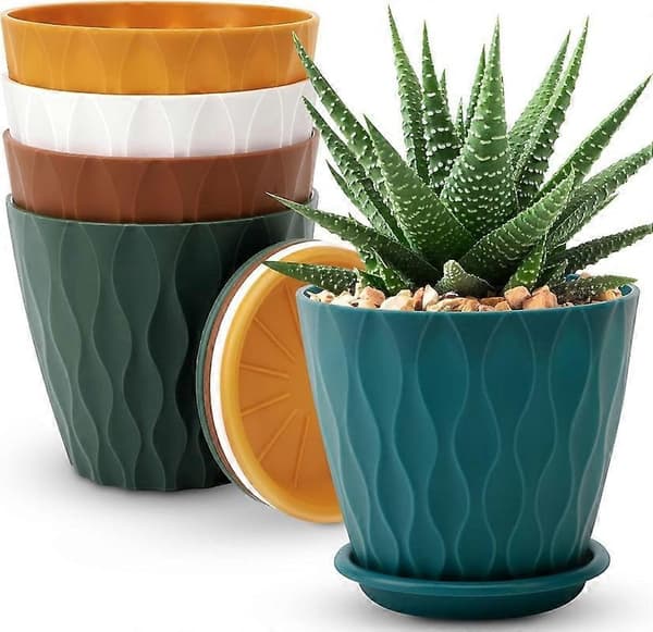 Blomsterpotter, plantekasser med drænhuller og underskåle
