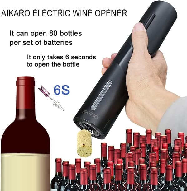 Electric Wine Opener Automatic Electronic Corkscrew, Battery Operated (Set)