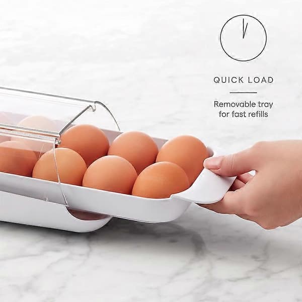 Rullende Eggholder, Stablebar Eggorganisator med Avtakbart Brett