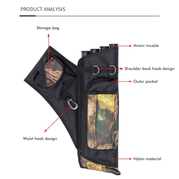 Hip Quiver Ulkoilma-ammunta Jousiammunnan Nuolivyöpidike 4 Nuoliputkella Recurve-jousi Vyöllä Rinnassa Kannettava Koger