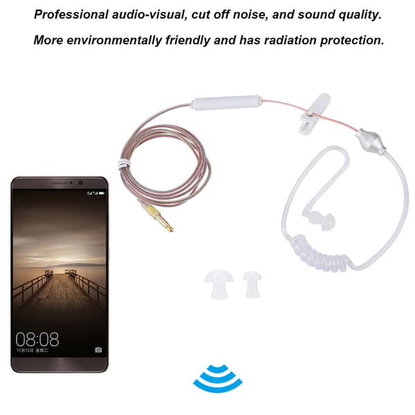 In-ear headset med luftrør og mikrofon til iOS og Android, gennemsigtig, enkelt