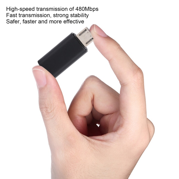 TypeC Adapter Converter Hun til Micro Male Mobiltelefon Datalinje USB-opladning (sort)