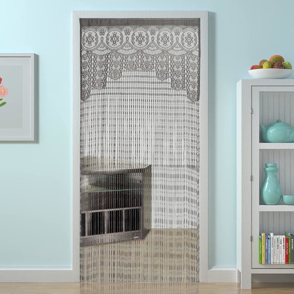 Skillevægskvast Gardin - Grå, 100 cm x 200 cm Halvgennemsigtige valancegardiner til boligindretning Stue, Soveværelsesbroderigardiner