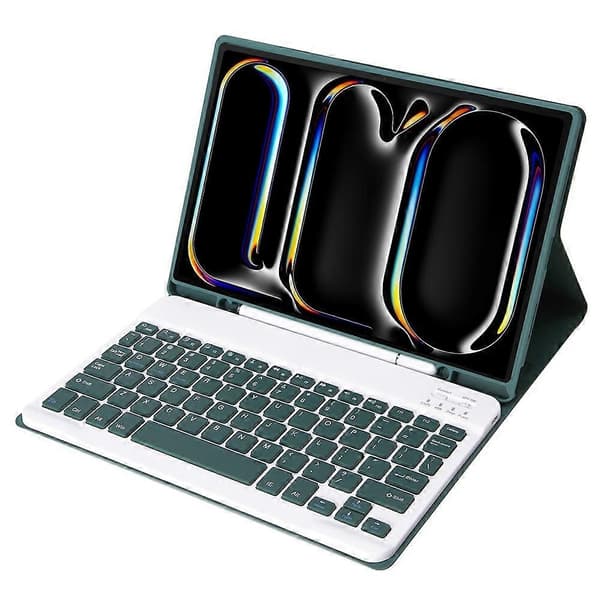 A13B Leather+TPU Tablet Case Bluetooth Keyboard Case with Pen Holder for iPad Pro 11 (2024)