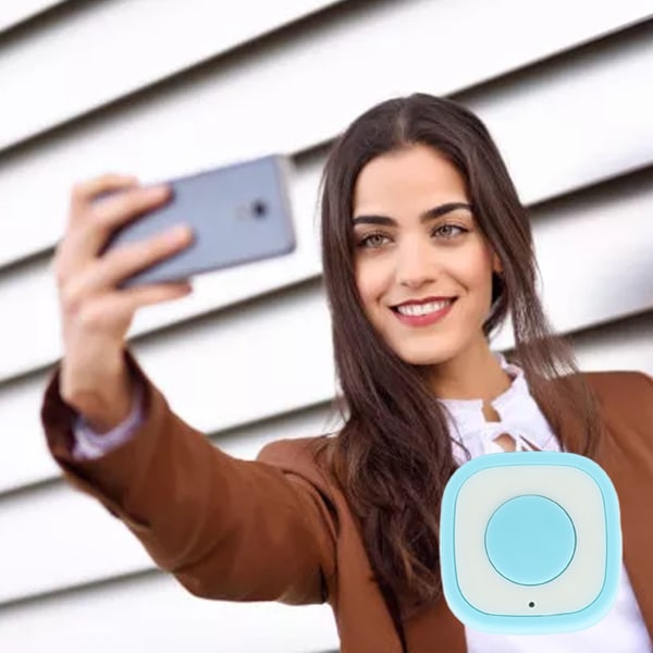 Ringfjernkontroll Oppladbar fingertupp Bluetooth-knappklikker for kamerautløser Selfie-knapp Blå