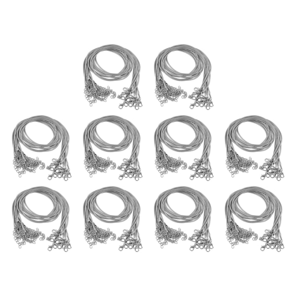 100 stk vokset halskæde ledning Justerbar længde DIY produktionsreb halskæde til smykkefremstilling grå