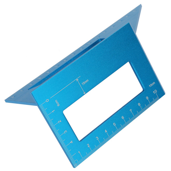 45/90 graders multifunksjonell aluminiumslegering vinkellinjal Markeringsmåler Trebearbeidingsverktøy (blå)
