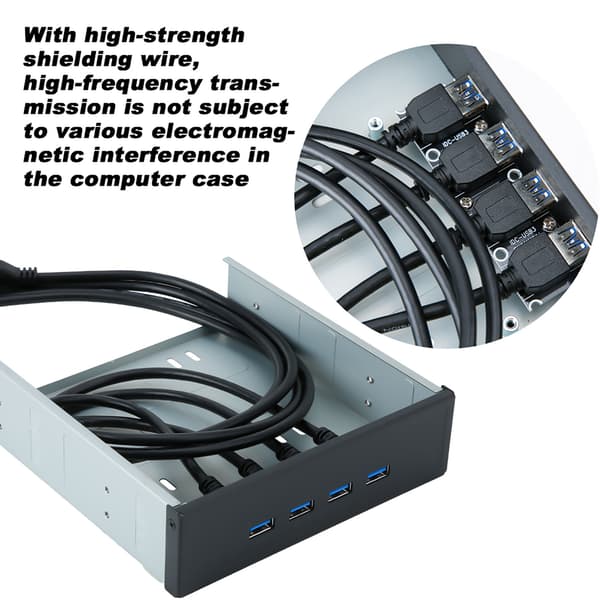 Høyhastighets 20-pinners 4-Port USB 3.0 Hub Optisk Diskdriver Frontpanel