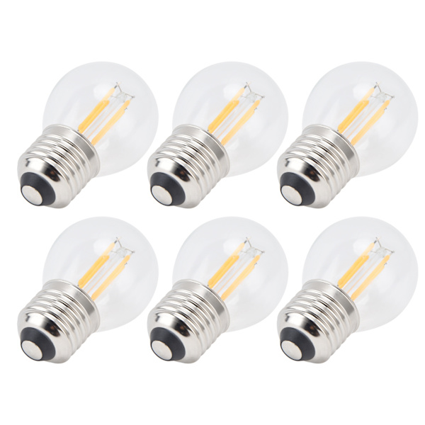 6 stk. G45 E27 LED-pære Transparent dæmpbar glødetrådspære til lysekrone bordlamper varmt lys 4W 220V