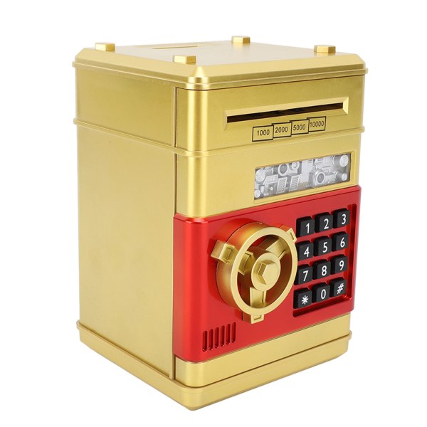 Spargris Kontantmyntburk Automatisk Rullande Papperspengar Sparbössa Mini ATM Myntbank Pengar Sparbössa med Lösenord för Pojkar Flickor Leksak Present Guld
