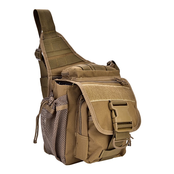 Slitstark Military Chest Axelväska för män för resor och vandring utomhusutrustning (Khaki)