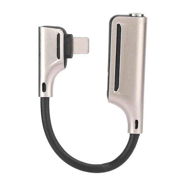 2 i 1 Hörlursladdare Adapter Aluminiumlegering Plug and Play 3.5MM Hörlursuttag för IOS Silver