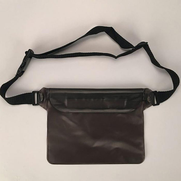 Midjeväska Vattentät PVC 22x22cm Stor kapacitet Justerbar remsnodd midjeväska för simning Svart