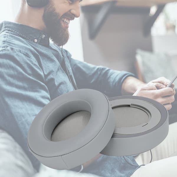 Grå bomulls headset ørepute hodetelefon deksel pute erstatning for Razer 7.1 Pro V2
