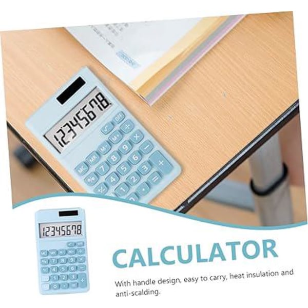 (Blå) Mini Solar Computer, Basic Lommeregner, Simple Graphing Calculator for Science Studerende, Mini Lommeregner