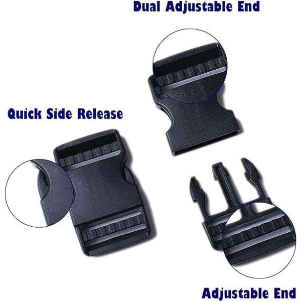 4 STK plastikspænde (40 mm bredde) til hurtig udløsning på siden af ​​armbånd, rygsække og taktisk udstyr