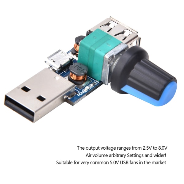 2kpl USB tuulettimen nopeudensäädin DC4~12V 5W tuulettimen nopeudensäädin Office Home