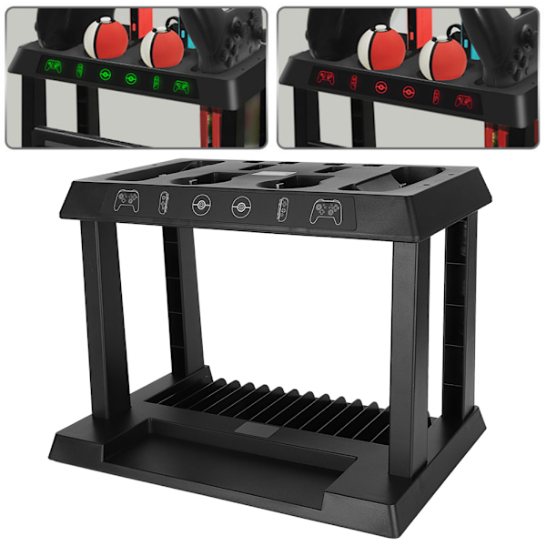 Multifunktionell ABS Laddningsstation Spelkort Förvaringsfäste Hållare för Switch