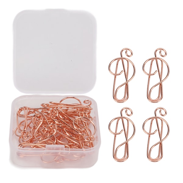 20 stk Formede Papirklemmer Rose Gull Musikalsk Tegn Form Effektiv Fiksering Jernmateriale Kontorklemmer for Scrapbøker