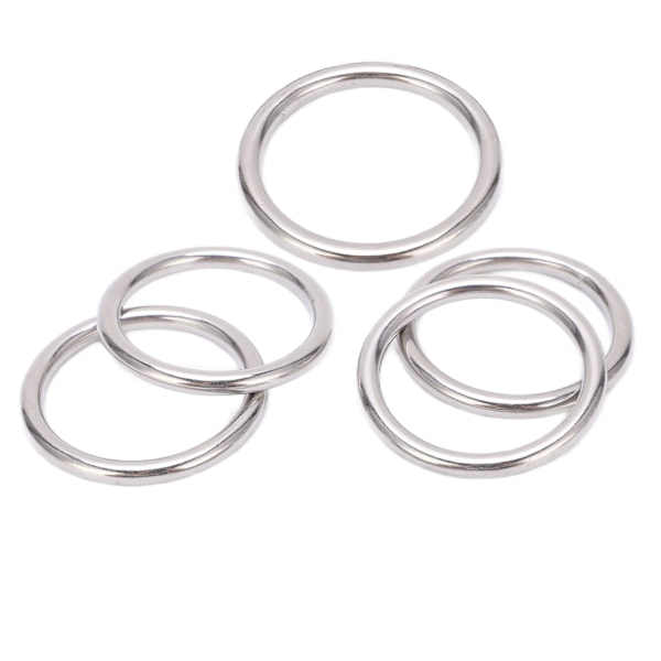 5 stk 304 rustfrit stål runde O-ringe til flere formål sømløs svejsning O-ring til yogaringer Hængekøje sejlads dykning 5x40 mm