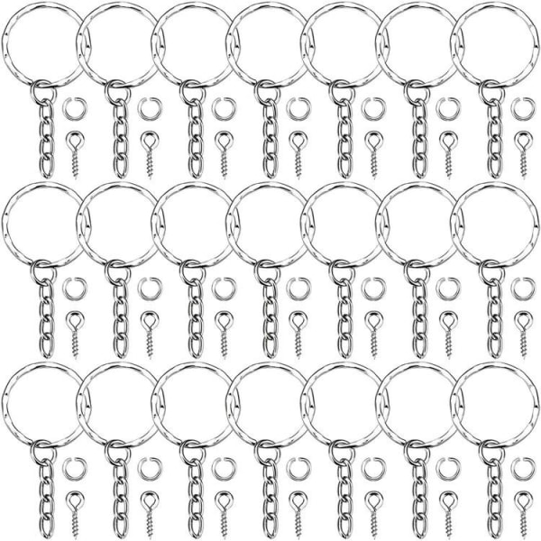 50 delar Nyckelringar Delade Ringar Nyckelringar med länkkedja, 50 delar öppna ringar och 50 delar skruvstänger för hantverk, 25 mm diameter