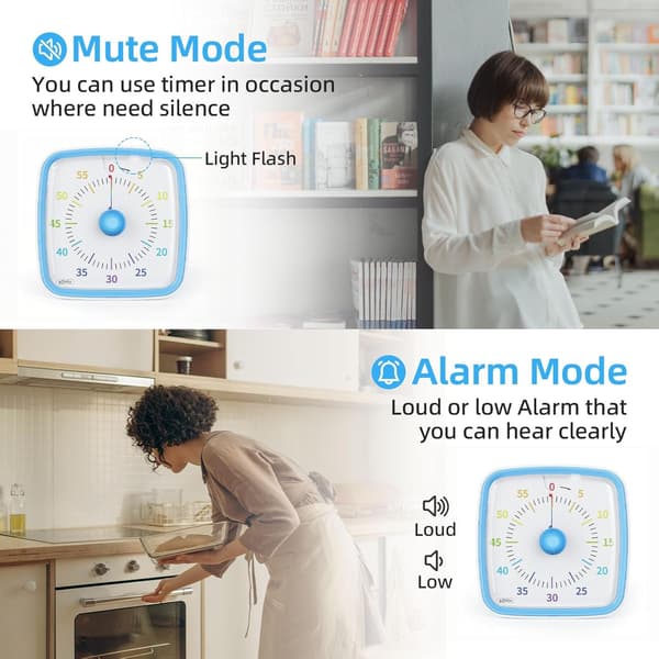 60 Minutters Visuel Timer til Børn, Visuel Nedtællingstimer Ur Børnetimer, Pomodoro Timer med 'Regnbue' Mønsterdesign