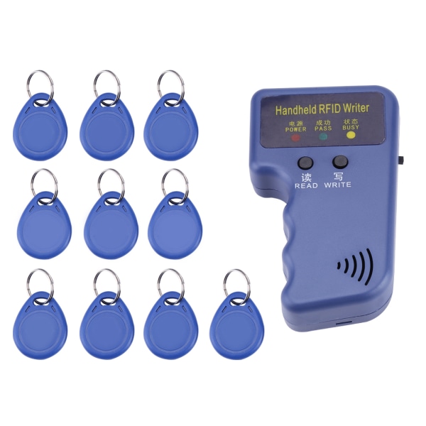 125KHz håndholdt RFID-skriver/kopimaskin/leser/duplikator med 10 STK ID-tagger