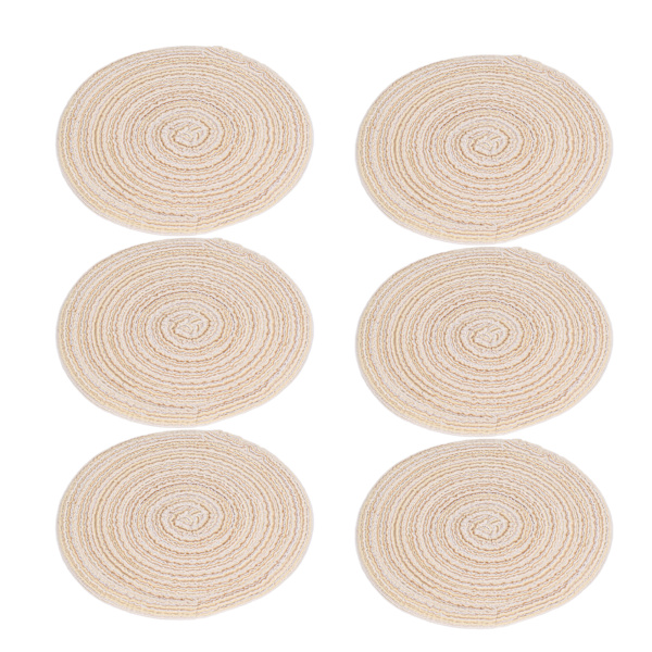 6 kpl Pyöreitä Pöytätabletteja Punottu Lämmöneristys Liukumaton Vakaa Erittäin Kestävä Laaja Käyttö Pöytämatot Kotiin Juhliin Beige