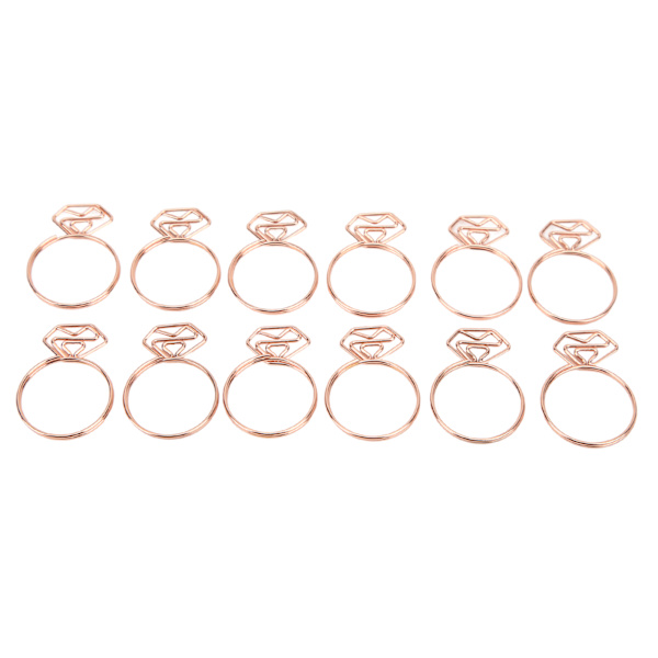 12 stk. Guldfarvede papirclips, unikt ringdesign, førsteklasses metal, rustfri, holdbare, bred anvendelse, falmer ikke, søde papirclips