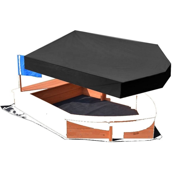 Cover, Båtformad sandlåda Cover med dragsko, Vattentät, Oxford Svart 160 * 113 * 22cm
