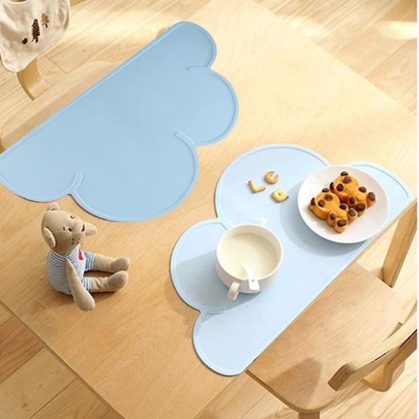 Silikon Cloud bordstablett för barn Halkfri bordstablett Bärbar matmatta Halkfri isolerad matta (blå)