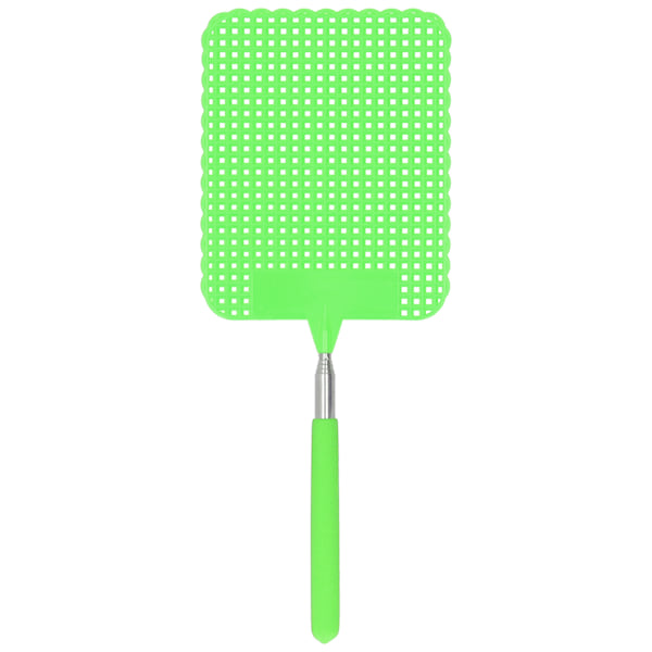 Retractable Plastic Fly Swatter Mosquito Racket with Stainless Steel Rod for Home OfficeGreen