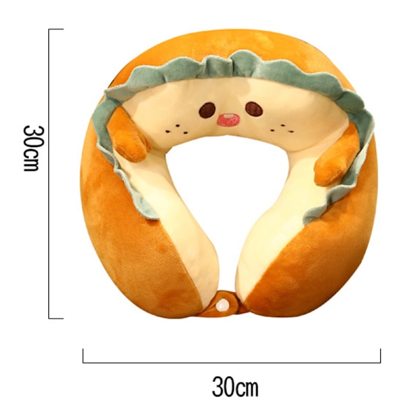 U-formet nakkepute, bærbar søt hodepute for kontorhvil, reiser, bilsoving, søt brød