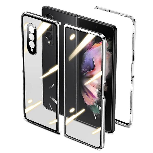 Magnetic Double-Sided Glass Case Compatible with Samsung Galaxy Z Fold 3, with Camera Protection