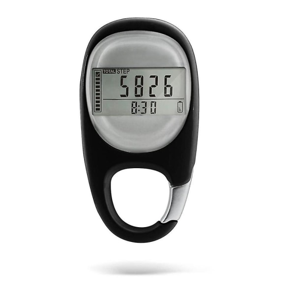 Skritteller, bærbar gåteller 3d skritteller, enkel elektronisk step tracker med karabinkrok