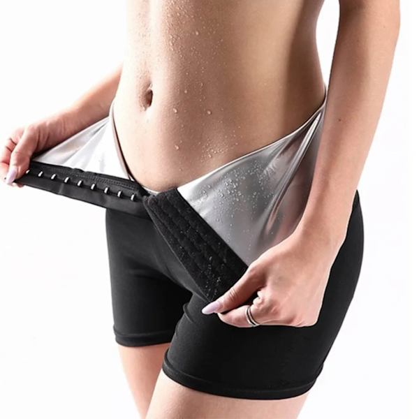 Saunashorts för kvinnor, termisk cirkulation, snabb svettning, höghög midja, yogashorts för fitness, löpning, höghög midja, storlek M