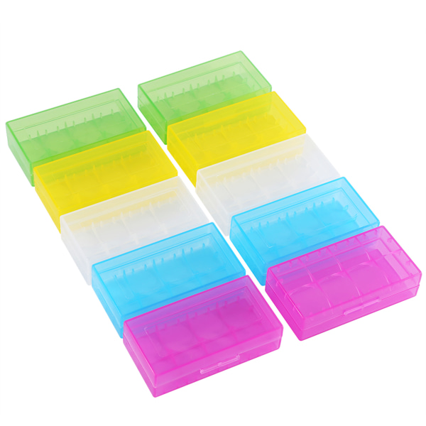 Monitoiminen läpinäkyvä muovinen paristotelineen säilytyslaatikko - 5 väriä (10 kpl)