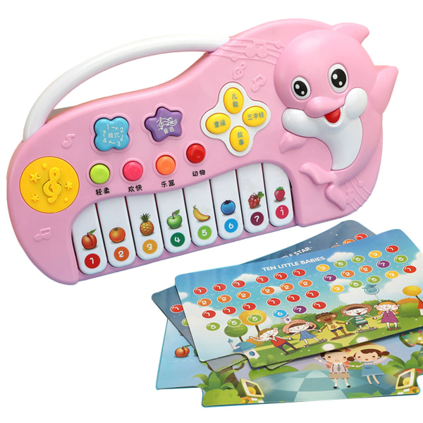 Babyklaverlegetøj Dyremønster Volumen Justerbar Multifunktionelt pædagogisk musiklegetøj til børn Børn Pink