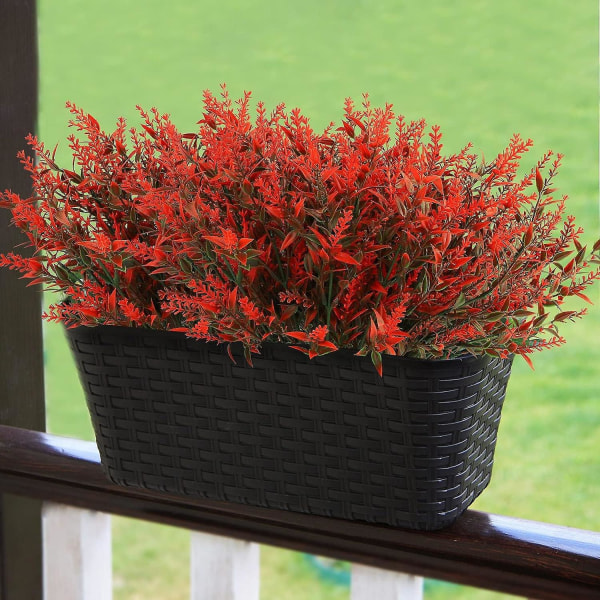 Syksyiset tekokukat, 8kpl oranssinpunainen ja laventeli, UV-kestävät väärennetyt kasvit sisä-ulkokoristeluun