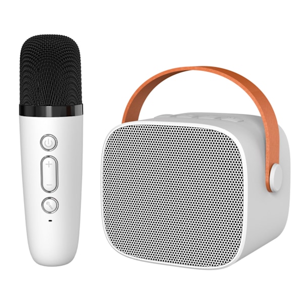 Mini Karaoke-laite HiFi Surround Sound Kannettava Bluetooth-kaiutin mikrofonilla kotiin ulkokäyttöön valkoinen