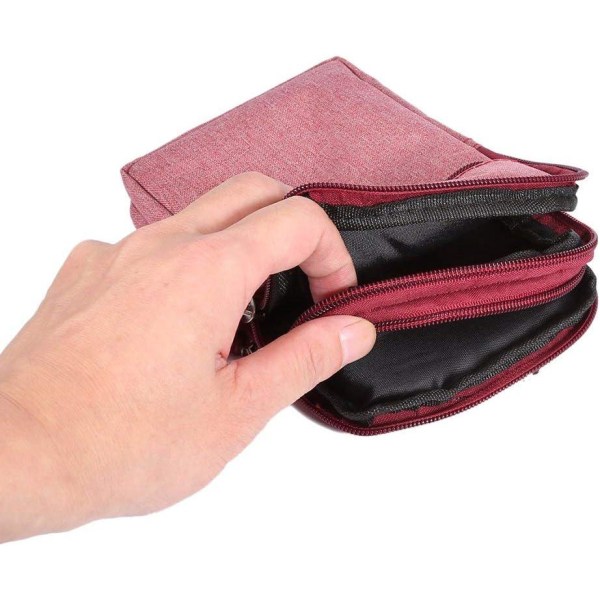 Pink-Belt Clip Universal Pouch Case, 6,3 tommer denim Casual Taske Vandring til Mænd Bæretaske Shell Bag Bælte Clip Pouch med flere spænde tegnebog