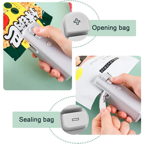 Grå Bärbar 2-i-1 Food Vacuum Sealer och Heat Sealer med koppförvaring