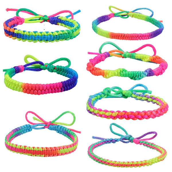 7 färg garn handvävt rep DIY färgglada armband Amazon Hot Selling Rainbow Woven Armband
