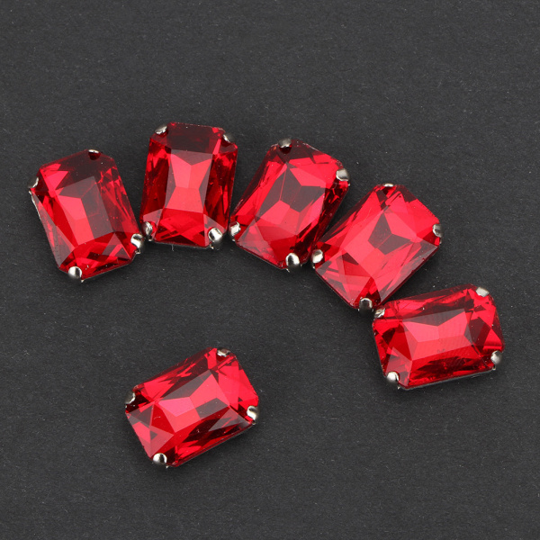 Rød rektangel søm Rhinestones - 10stk Glass Crystal DIY Klærtilbehør