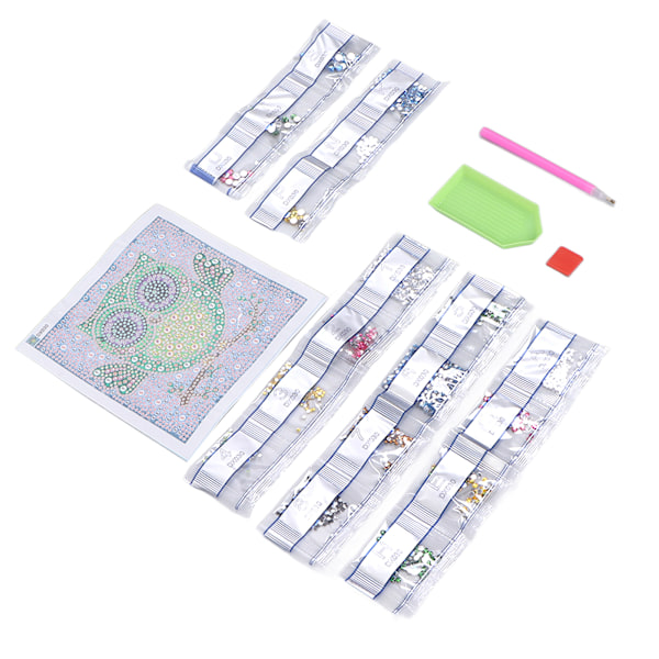Timanttimaalaussarja Sarjakuva Pöllökuvio Kiiltävä Hieno 5D Teräväpiirtotulostus DIY Maalaustaide 17x17cm
