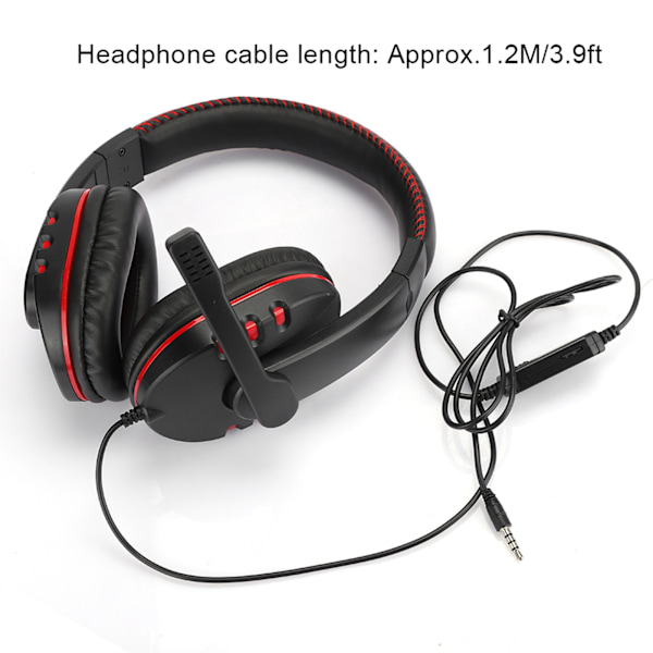 Hovedmonteret computer gaming hovedtelefon headset høj ydeevne til PS4 (sort rød)