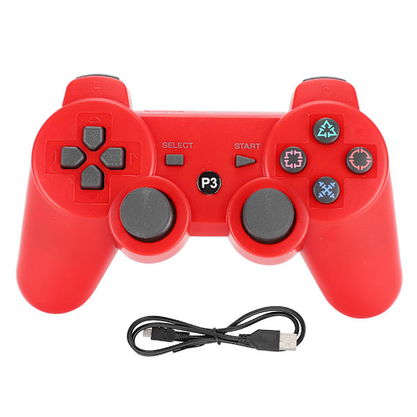 Trådlös Intelligent Bluetooth Spel Gamepad Funktionell Handkontroll Signalstabilisering för PS3röd
