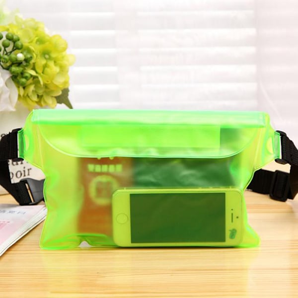 Midjeväska Vattentät PVC 22x22cm Stor kapacitet Justerbar remsnodd midjeväska för simning Svart