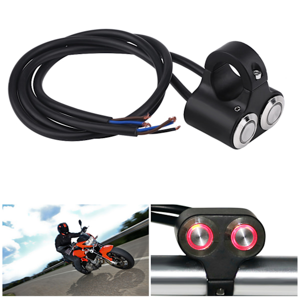 22mm (7/8 tum) Motorcykel Styrspak Brytare Strålkastare Broms Dimljus PÅ/AV med Indikator Typ D