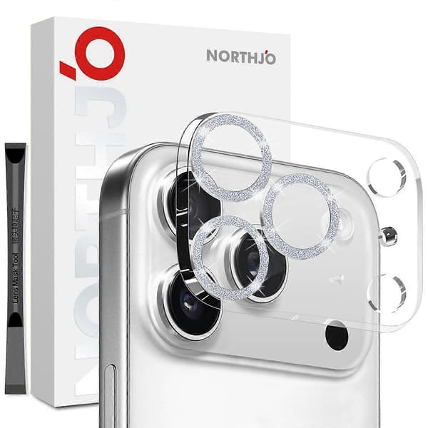 NORTHJO Camera Lens Protector for iPhone 17 Pro Max, Glitter Bling Circles, Tempered Glass HD Clear 3D